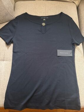 Tommy Hilfiger Navy Short-Sleeve Tee with Logo Medallion